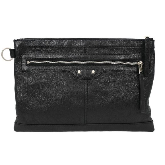 Balenciaga Black Leather Clip M Clutch Bag - Picture 1 of 12